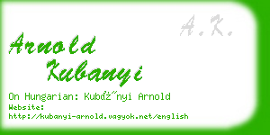 arnold kubanyi business card